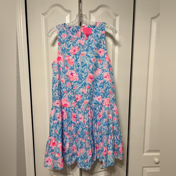Lilly Pulitzer Trina Dress Size Medium in Bondi Blue My Little Peony - Picture 3 of 9
